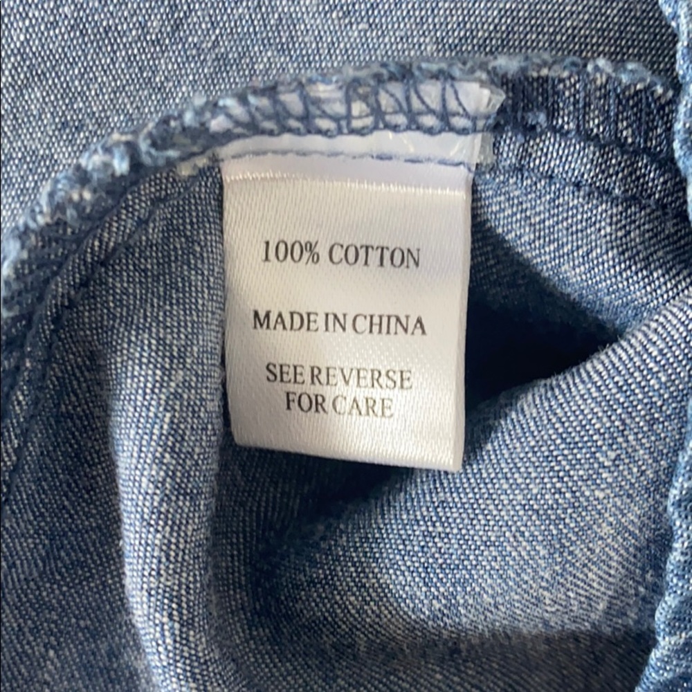 Given Kale 100% Cotton Chambray Embroidered Top - Picture 8 of 9